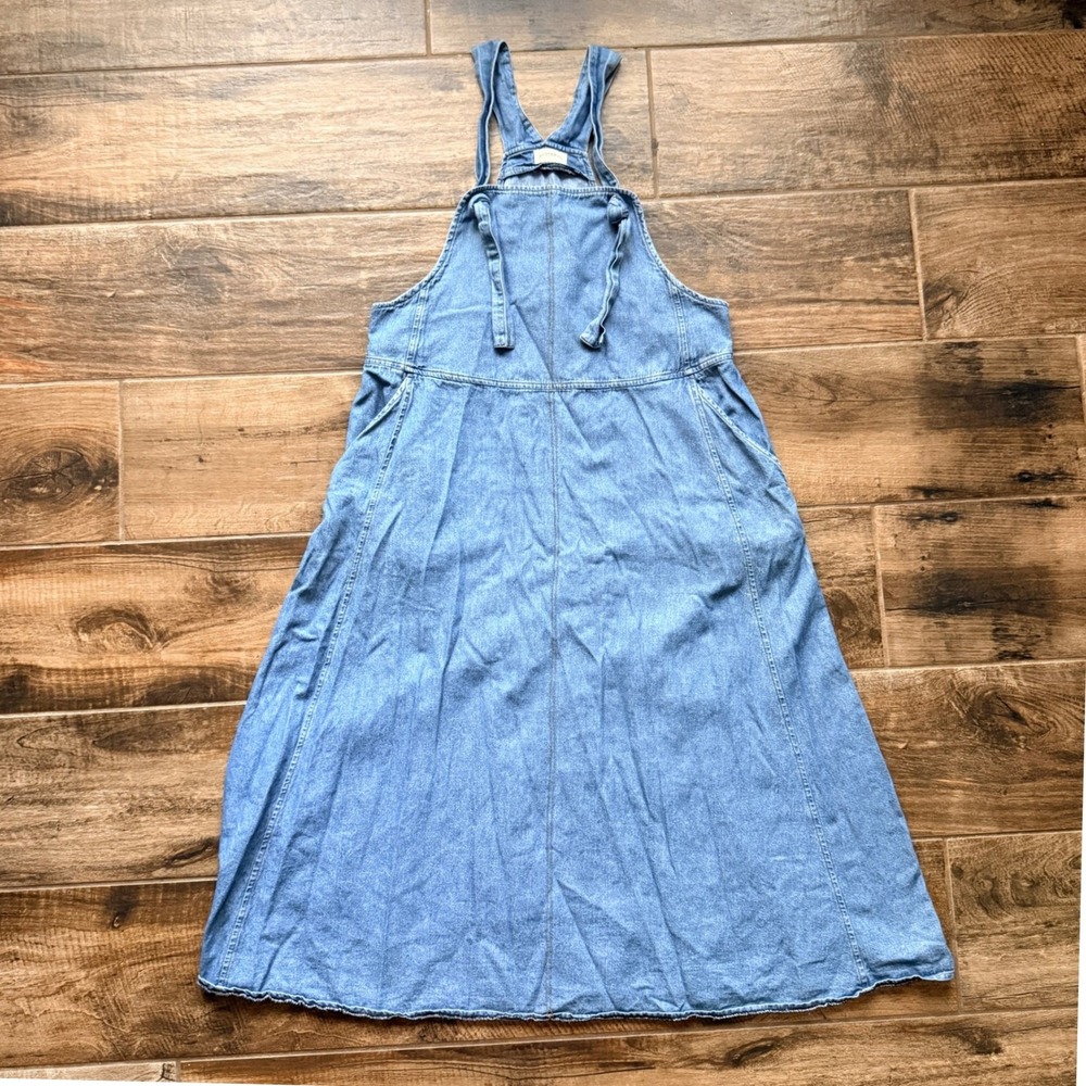 Buttering Vintage Women's Cottagecore Pinafore Midi Denim Dress, Light Wash, M